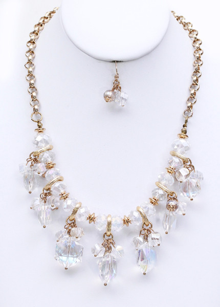 Women's Crystal Drop Statement Necklace and Earring Set – Style BCN4210 by BURACQ