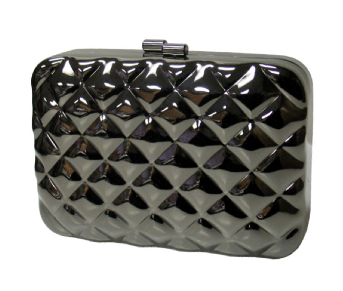 Women's Quilted Metallic Box Clutch – Gold — clutch photo 2