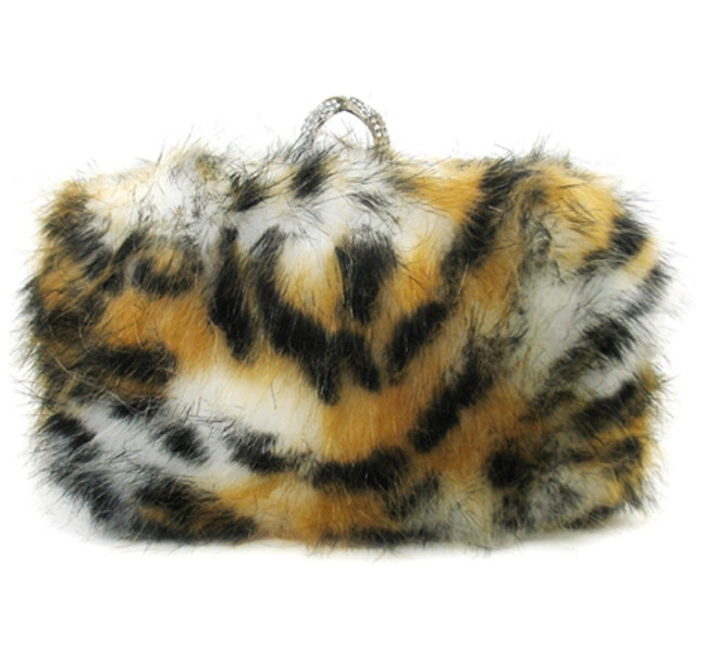 Women's Faux Fur Animal Print Evening Clutch – Style EHP7308 — clutch photo 2