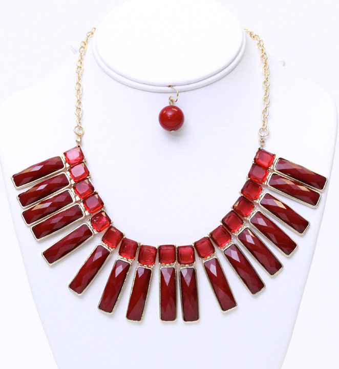 Women's Bar Bib Statement Necklace and Earring Set – Style S1940 by BURACQ