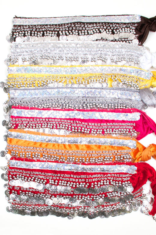 Women's Belly Dance Coin Hip Scarf – Style C258 — scarf photo 5