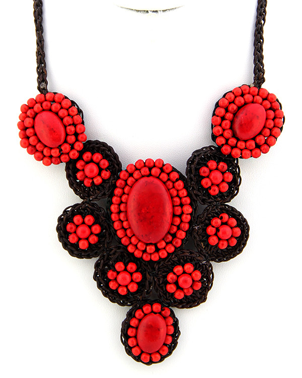 Women's Beaded Bib Statement Necklace – Ivory in Ivory by BURACQ
