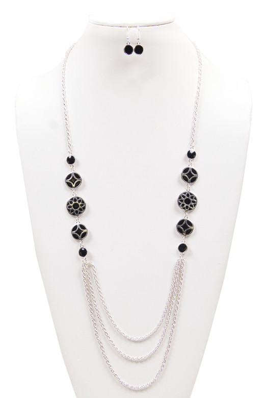 Women's Layered Bead Long Necklace and Earring Set – Style JTS0372 by BURACQ