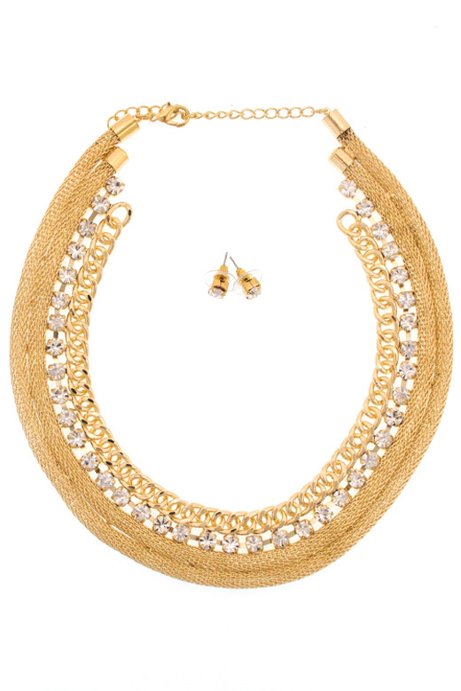 Women's Rhinestone Collar Necklace and Earring Set – Style ANE5062 by BURACQ