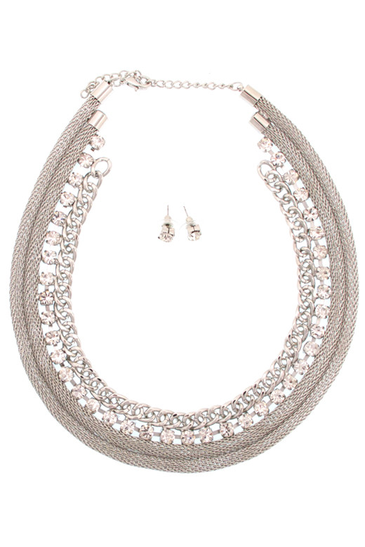 Women's Rhinestone Collar Necklace and Earring Set – Style ANE5062 — earrings photo 3