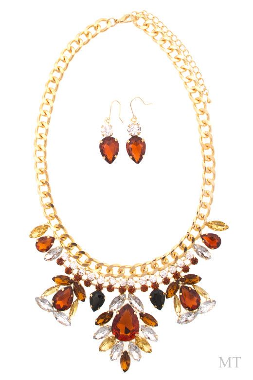 Women's Jewel Statement Necklace and Earring Set – Style MNE4176 — earrings photo 2