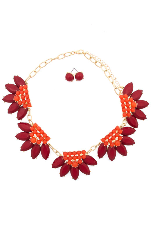 Women's Leaf Statement Necklace and Earring Set – Style S2448 — earrings photo 2