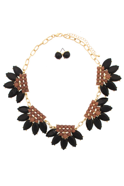 Women's Leaf Statement Necklace and Earring Set – Style S2448 — earrings photo 3