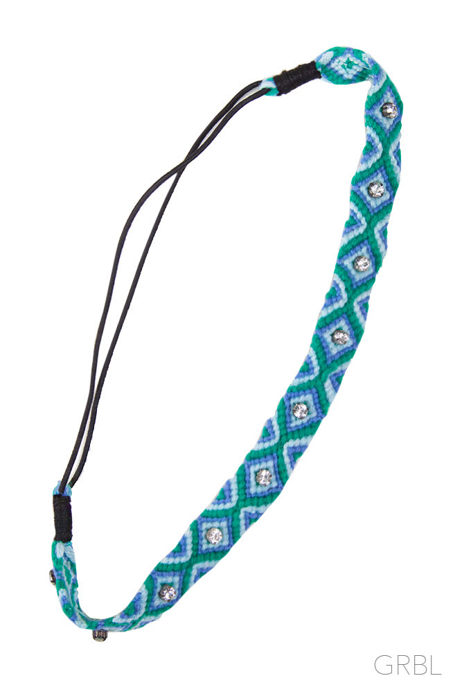 Women's Braided Beaded Elastic Headband – Style JH00124 — headband photo 2