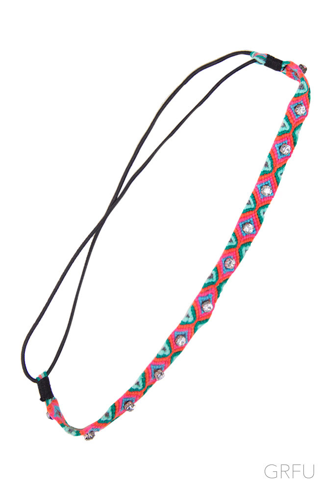 Women's Braided Beaded Elastic Headband – Style JH00124 — headband photo 3