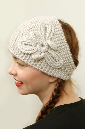 Women's Crochet Flower Knit Ear Warmer Headband by BURACQ