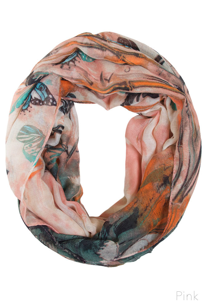 Women's Abstract Print Infinity Scarf – Yellow — infinity scarf photo 3