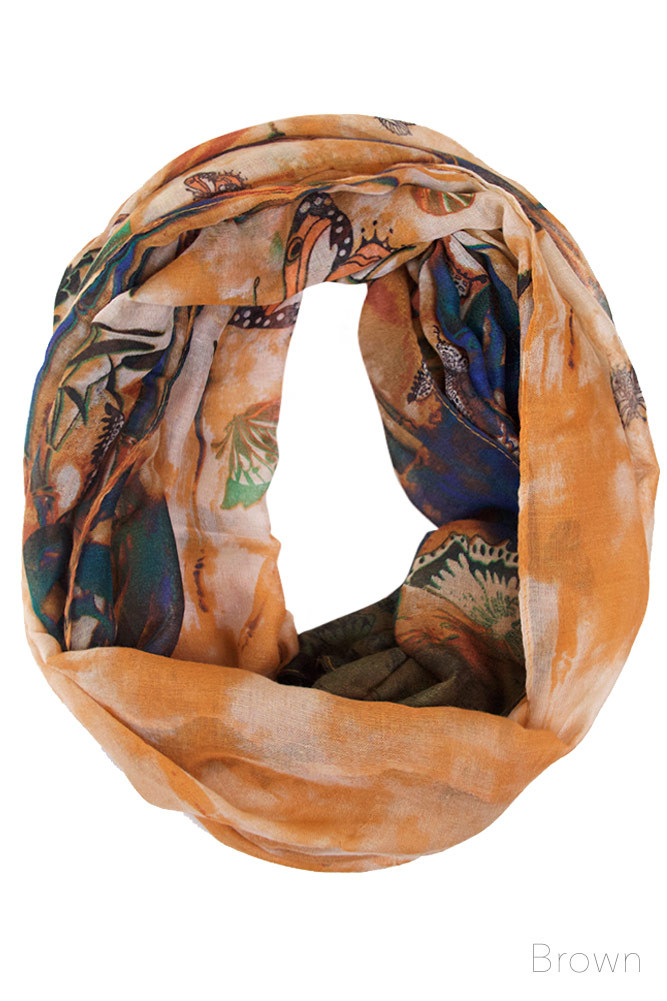 Women's Abstract Print Infinity Scarf – Yellow — infinity scarf photo 5