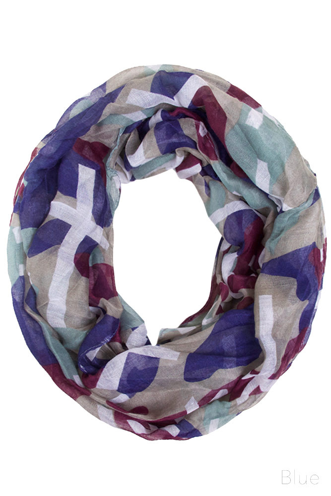 Women's Geometric Print Infinity Scarf – Style 327E by BURACQ