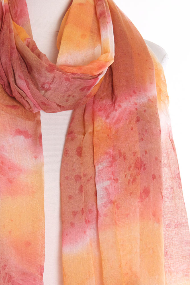 Women's Floral Print Lightweight Oblong Scarf – Orange — scarf photo 3