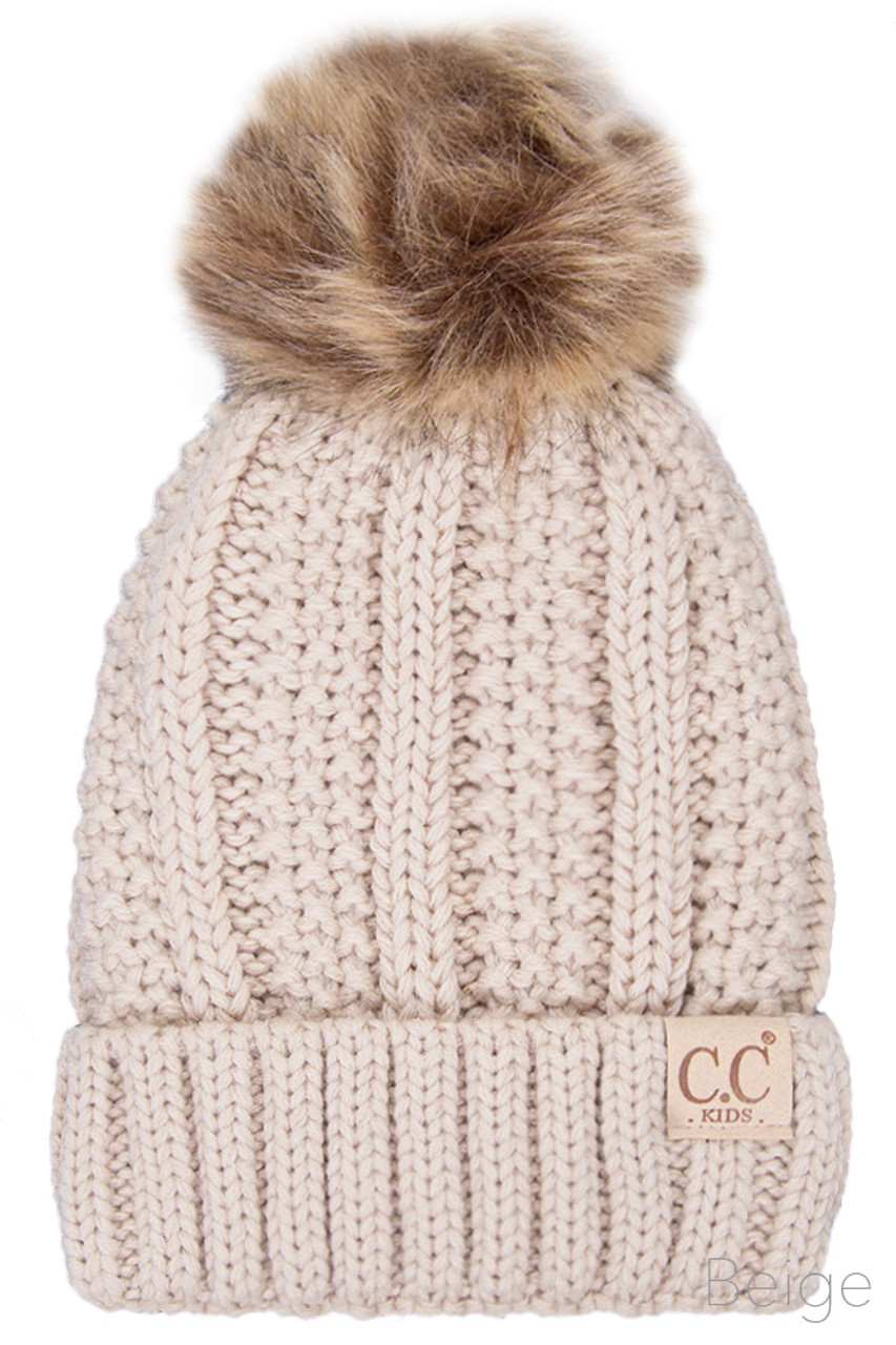 C&C Kids Beige Beanie Pom Pom Knit Beanie for Sale in Las Vegas