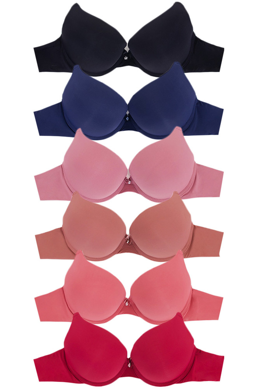 6pc Double Push Up Solid Color Bra-68356 (6pc)