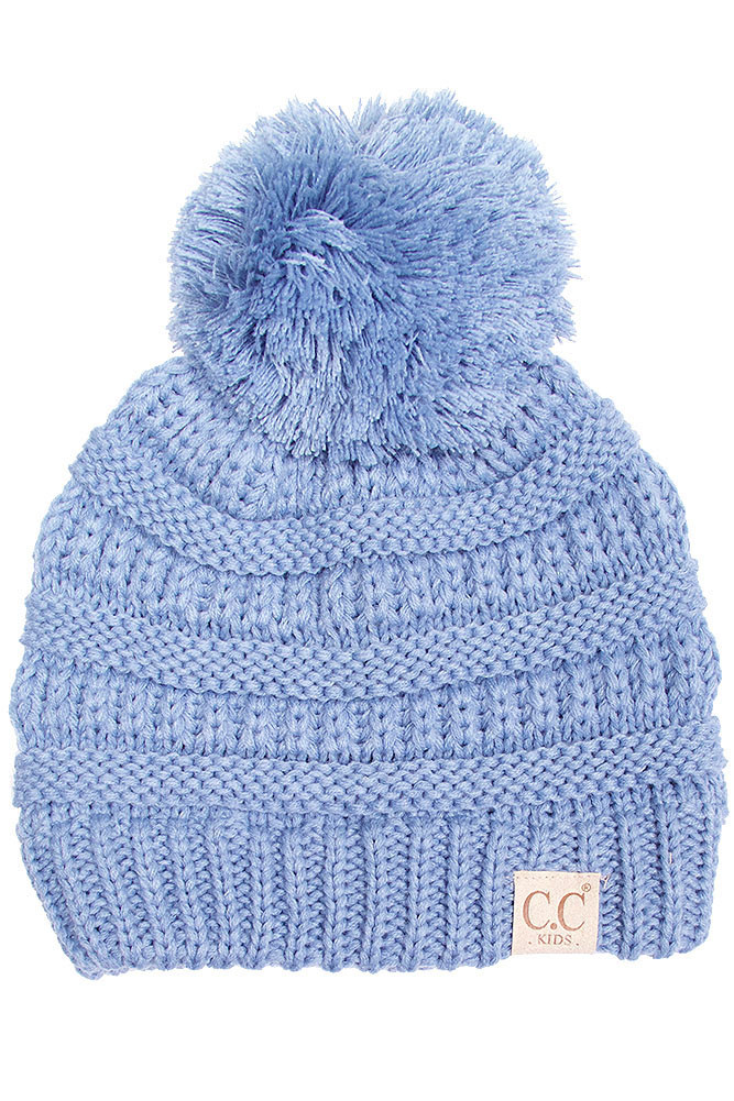 Pom Pom Beanie Hats Wholesale GIRL'S CABLE KNIT BEANIE HAT WITH