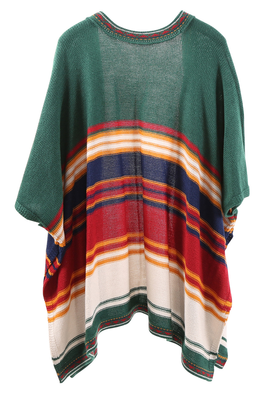STRIPED RUANA-JP1670_GREEN - HANA WHOLESALE