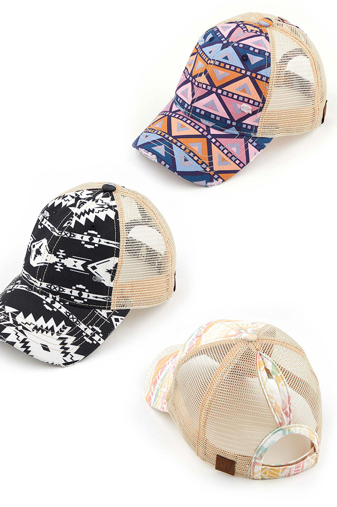 C.C AZTEC CAMO MESH PONYCAP-BT-929 