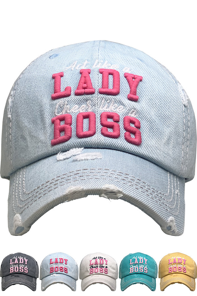 LADY BOSS WASHED VINTAGE BASEBALL CAP 