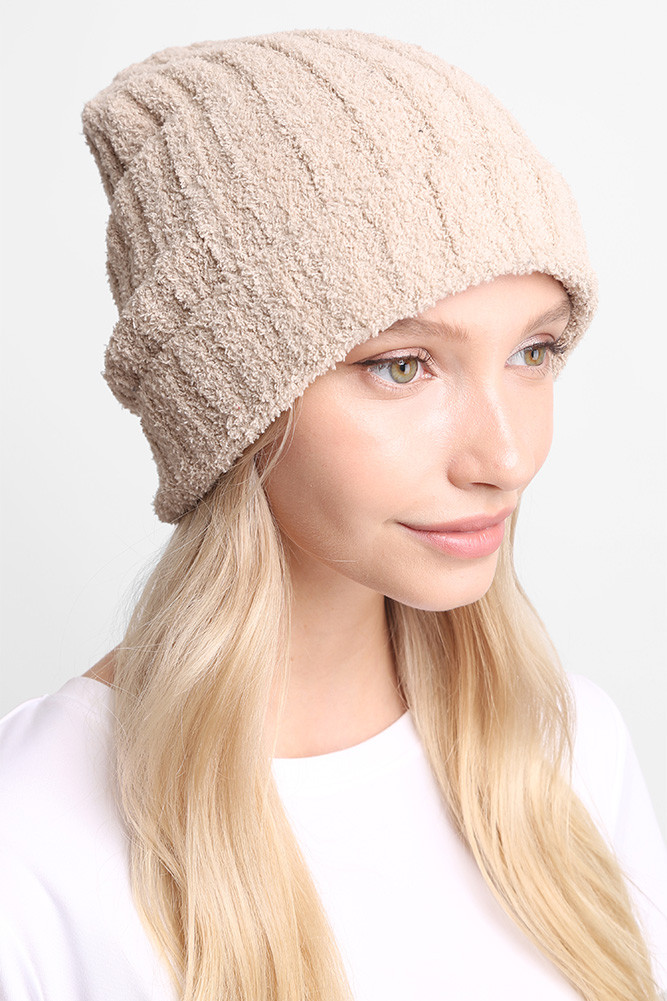 RIBBED SOLID BEANIE-JH272-BEIGE - HANA 