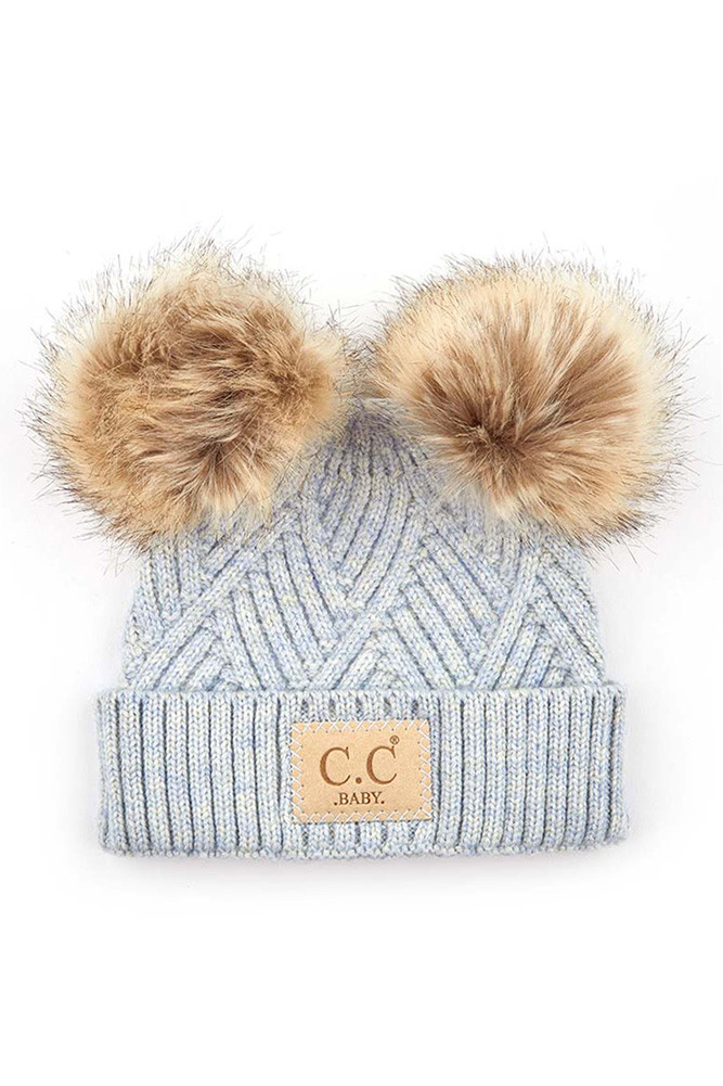 C.C DIAGONAL TRIPES PATTERN BABY POM BEANIE-BABY-2060-POMPOM