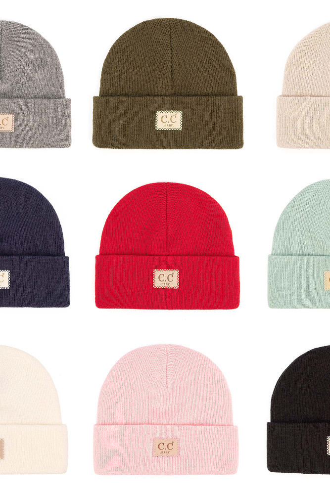 C.C CLASSIC RIB BABY PATCH BEANIE-BABY-HTM-1 - HANA WHOLESALE