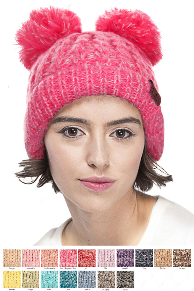 C.C DOUBLE POM POM BEANIE-HAT-23 - HANA 