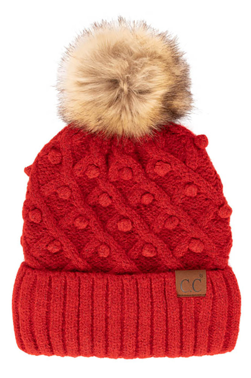 Bobble Knit Fur Pom C.C Beanie HAT3836 –