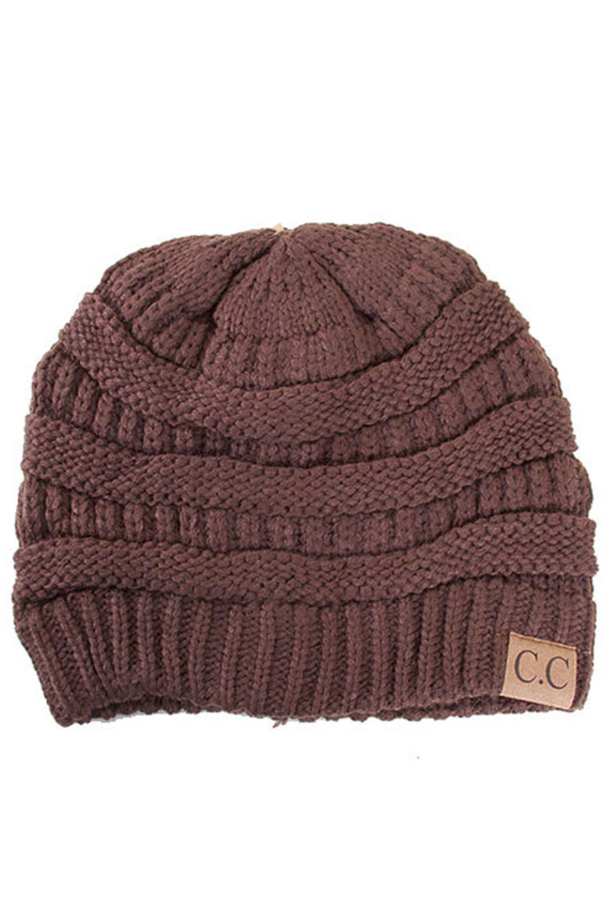 C.C RIBBED KIT SOLID COLOR BEANIE-HAT-20A - HANA WHOLESALE