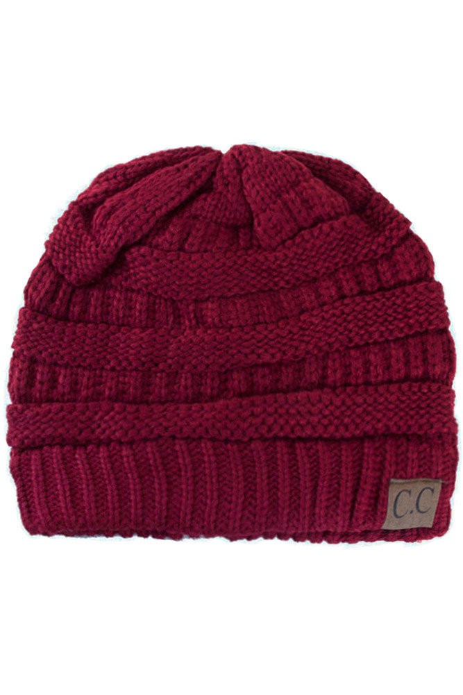 RIBBED KIT SOLID COLOR BEANIE-HAT-20A HANA WHOLESALE