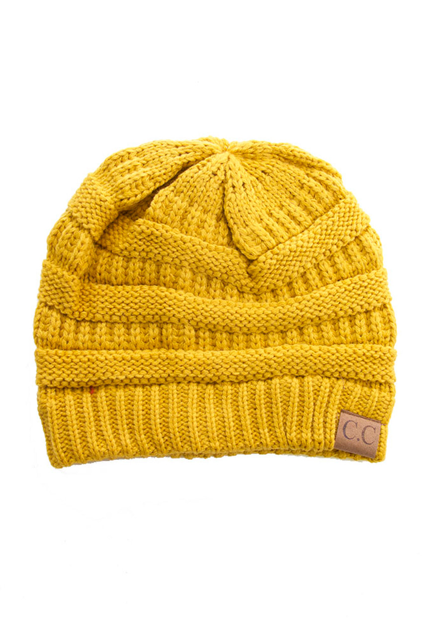 C.C RIBBED KIT SOLID COLOR BEANIE-HAT-20A - HANA WHOLESALE