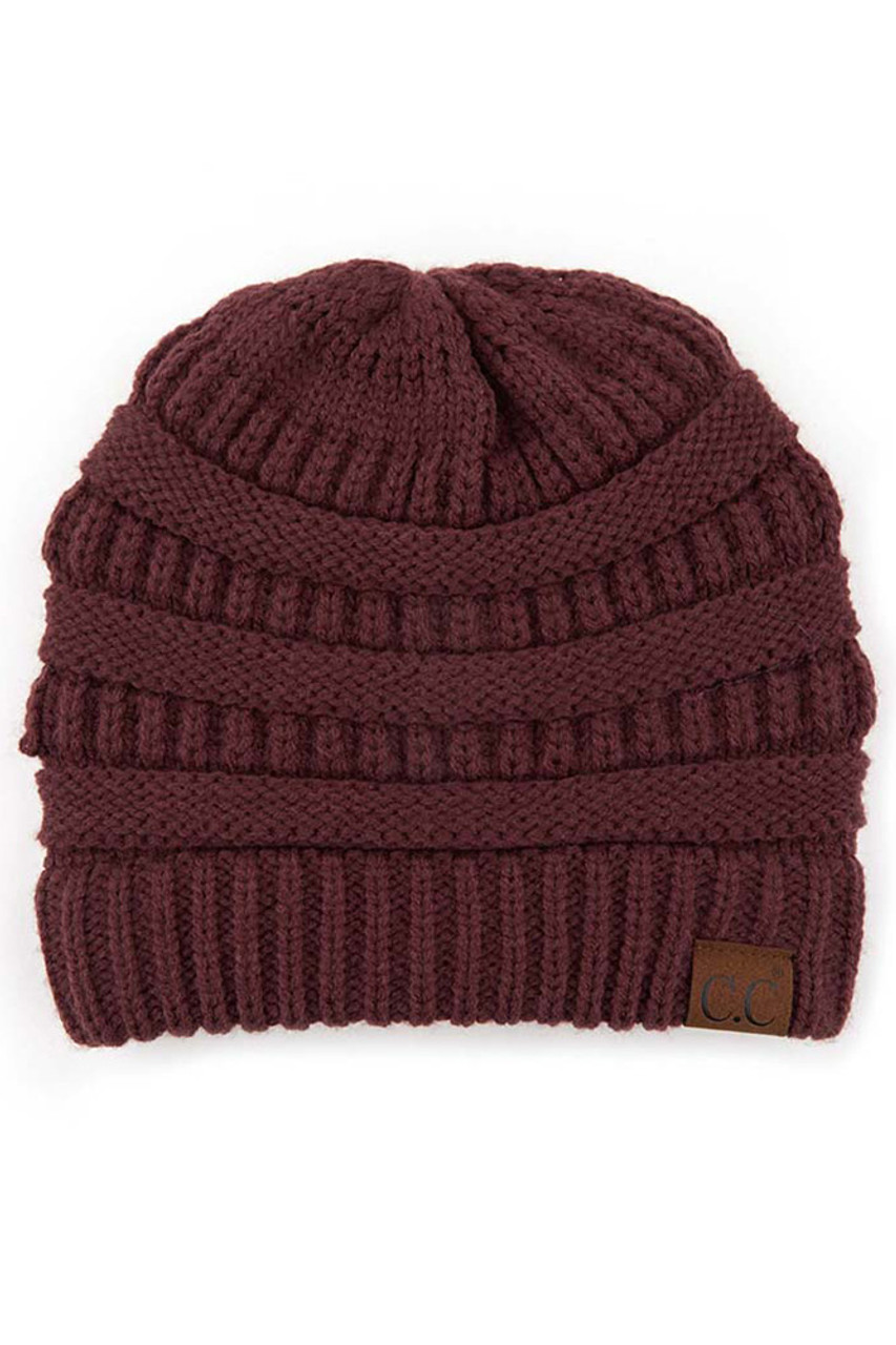 C.C RIBBED KIT SOLID COLOR BEANIE-HAT-20A - HANA WHOLESALE