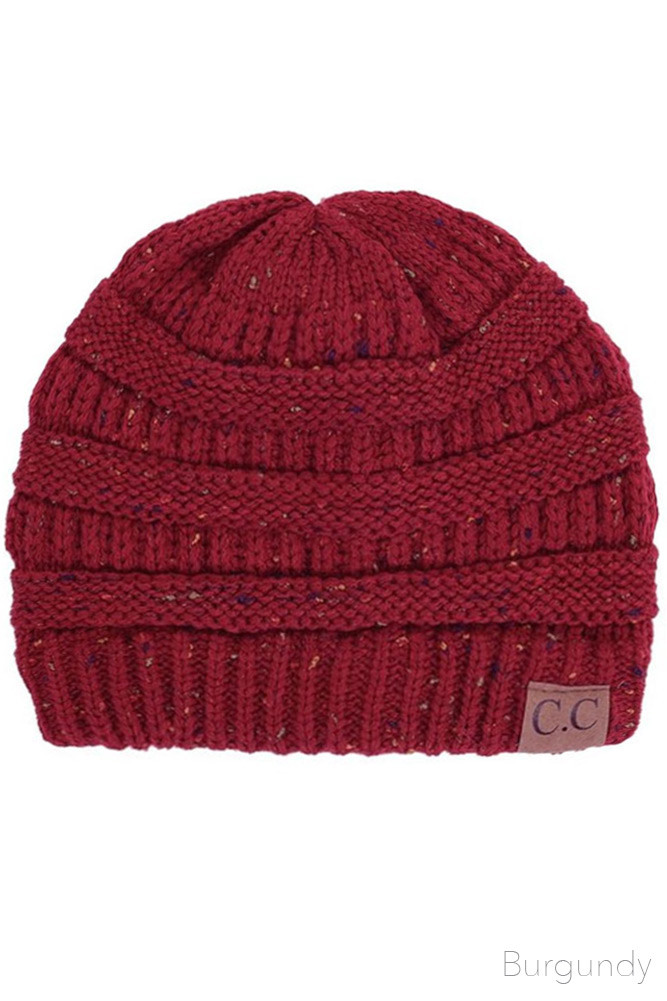 C.C CONFETTI CABLE KNIT BEANIE-HAT-33 - HANA WHOLESALE display picture 2