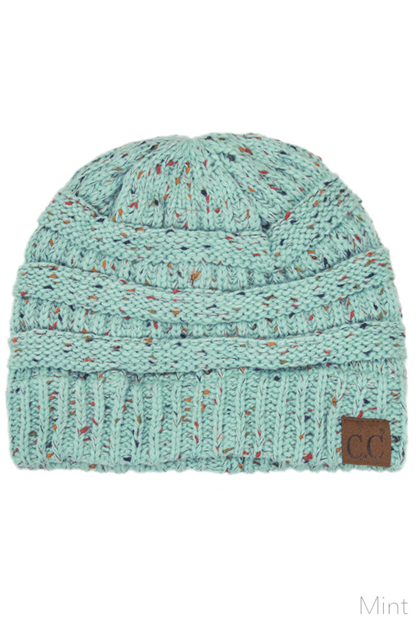 C.C CONFETTI CABLE KNIT BEANIE-HAT-33 - HANA WHOLESALE