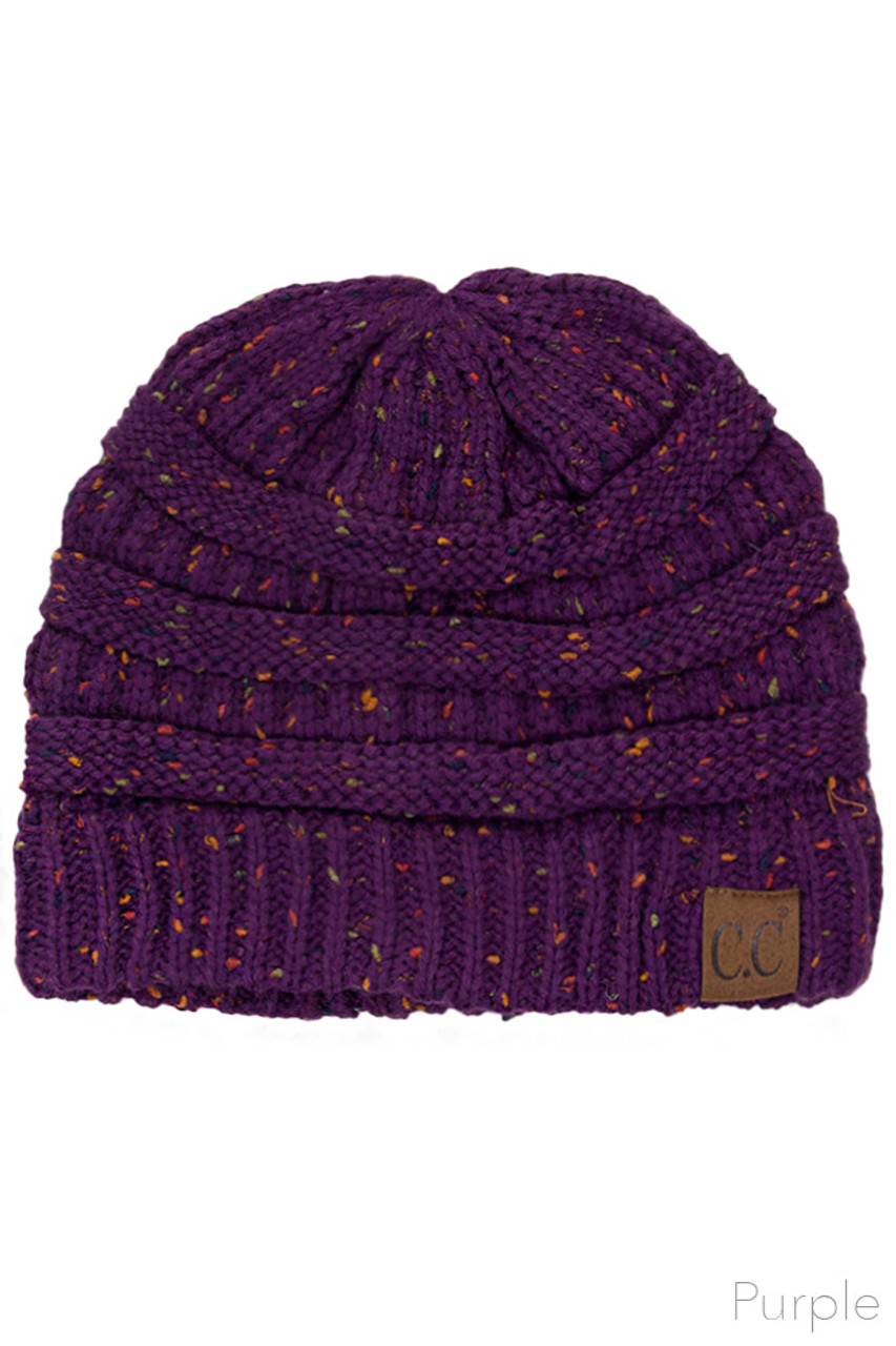 C.C CONFETTI CABLE KNIT BEANIE-HAT-33 - HANA WHOLESALE