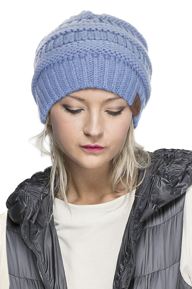 C.C FUZZY LINING SOLID COLOR KNIT BEANIE-HAT-25 - HANA WHOLESALE