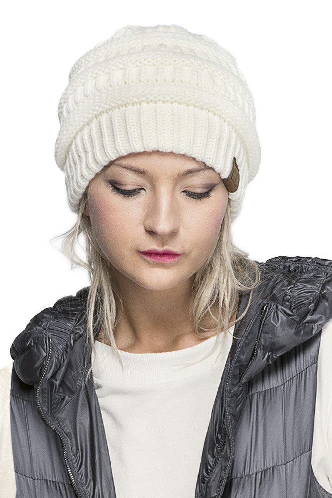 C.C FUZZY LINING SOLID COLOR KNIT BEANIE-HAT-25 - HANA WHOLESALE