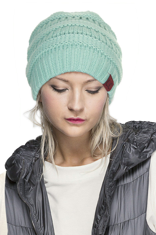 C.C FUZZY LINING SOLID COLOR KNIT BEANIE-HAT-25 - HANA WHOLESALE