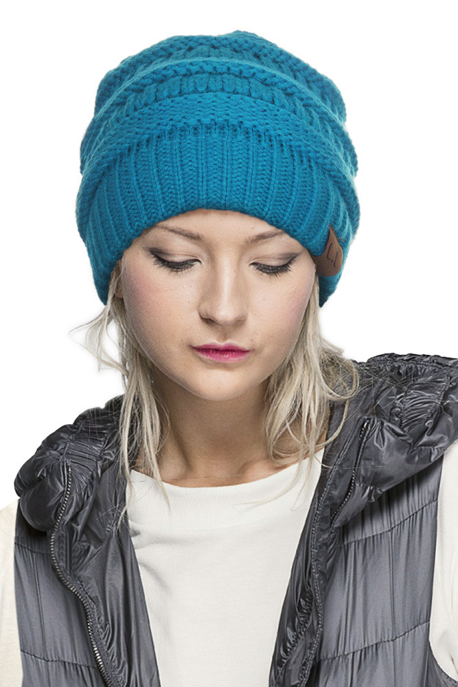 C.C FUZZY LINING SOLID COLOR KNIT BEANIE-HAT-25 - HANA WHOLESALE