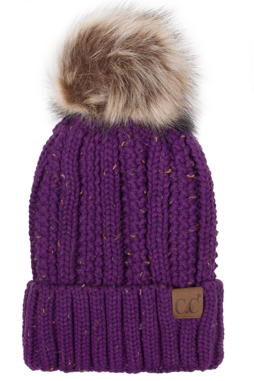 Salsa Beargrease Pom Beanie - One Size (Purple/Magenta/Blue/Yellow)