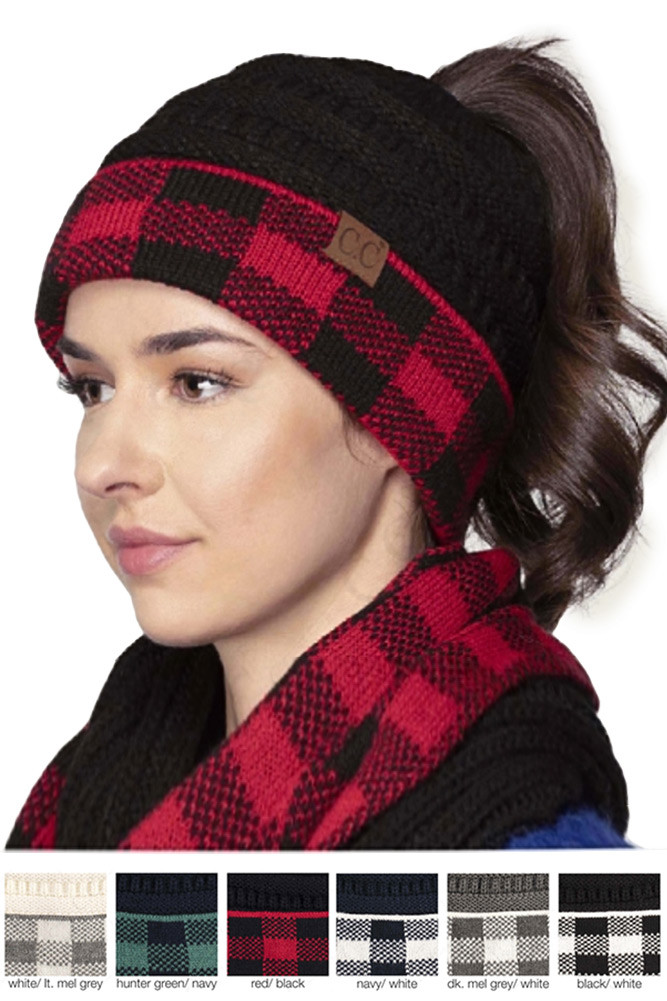 MESSY BUN PONYTAIL BEANIE-MB 