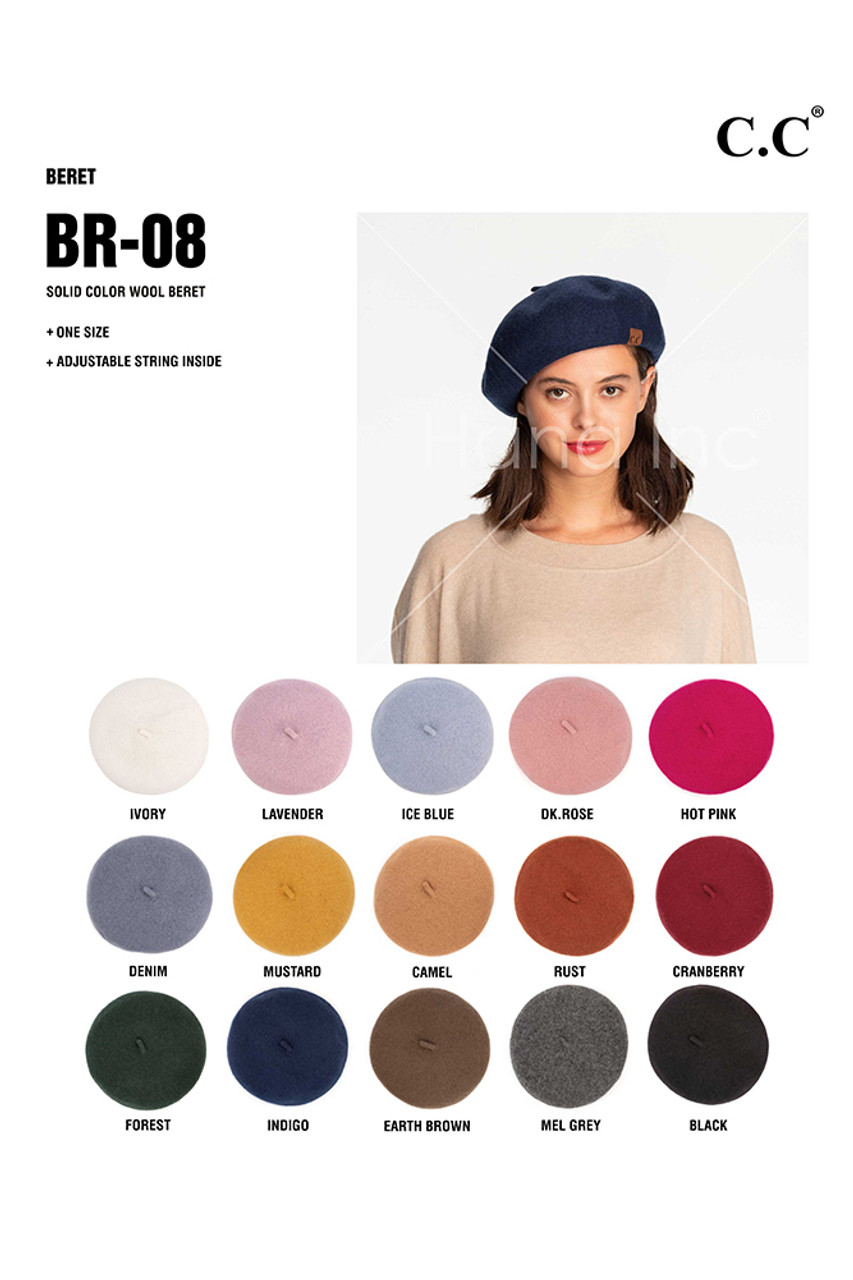 〈SNBYA.H〉MERINO WOOL BERET Fashionable Wool Beret Hats 8 Colors for Women