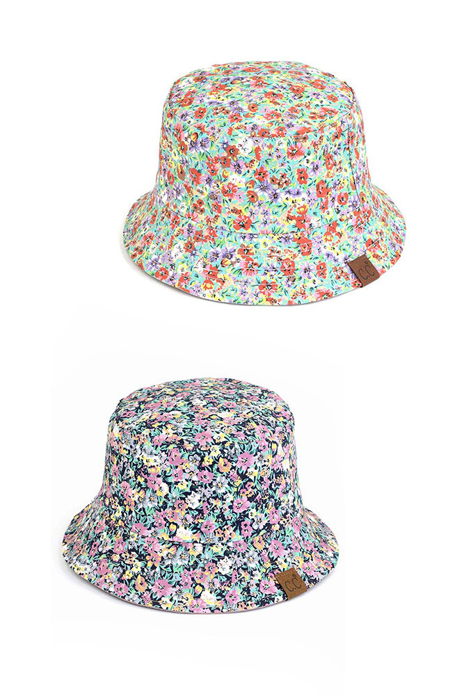 C.C TINY FLORAL PRINT REVERSIBLE BUCKET 