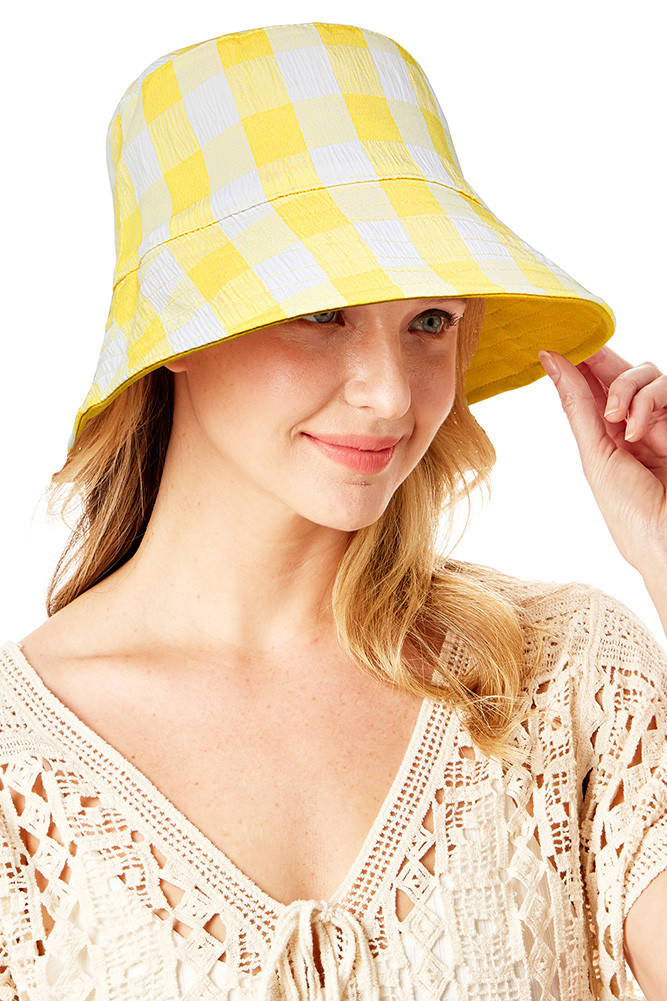Reversible Hat Yellow Plaid Bucket Hat Tommy Hilfiger Reversible