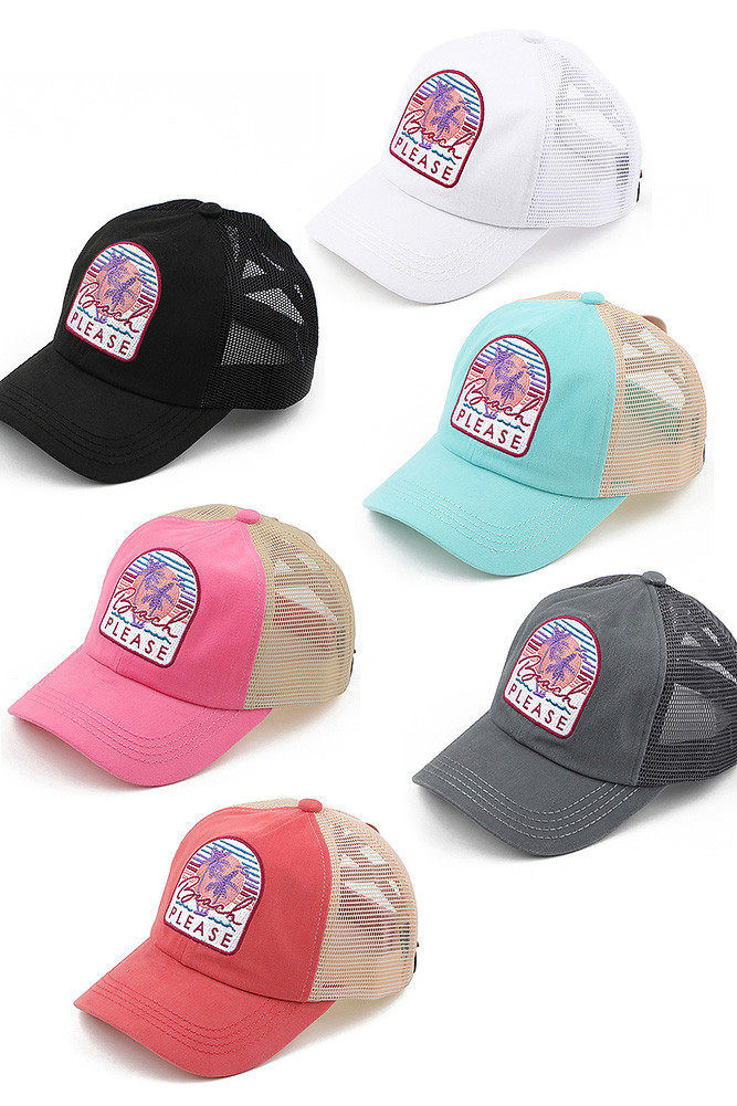 C.C BEACH PLEASE CRISS CROSS PONY CAP 