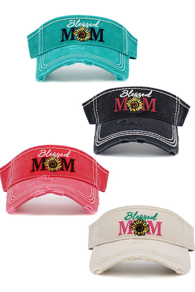 BLESSED MOM VINTAGE VISOR CAP-KBR-160 