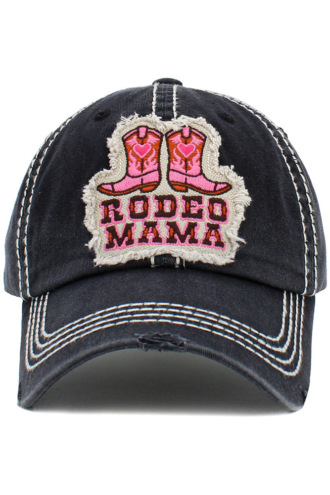 RODEO MAMA WASHED VINTAGE BASEBALL CAP-KBV-1478 - HANA WHOLESALE