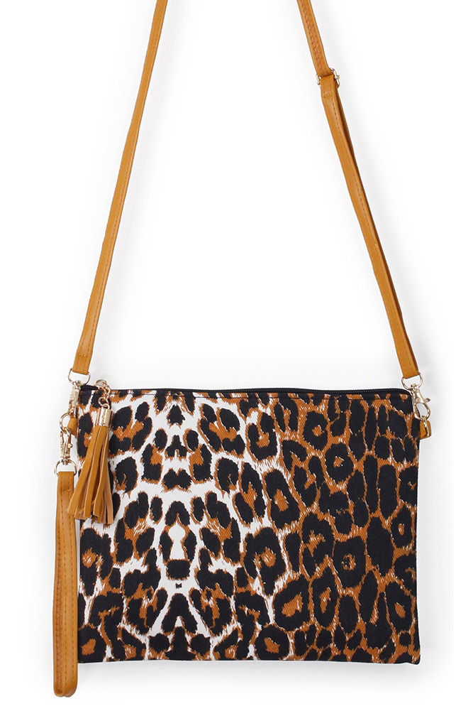 Leopard Print Crossbody Clutch Bag EBG10564L HANA WHOLESALE